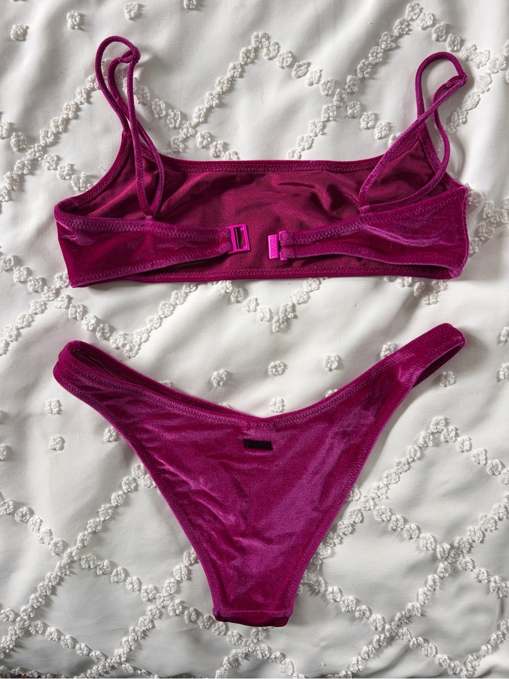 Fuchsia Velvet Bikini Set - Picture 2 of 4